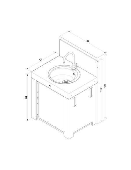 MODULO COMPLET INOX&NOIR EVIER+MITIGEUR- ENO