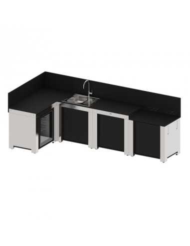 Ensemble CUISINE COMFORT 4 Modules Noir et Inox - ENO
