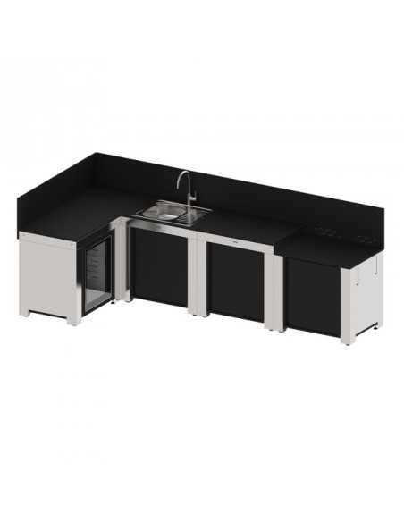 Ensemble CUISINE COMFORT 4 Modules Noir et Inox - ENO