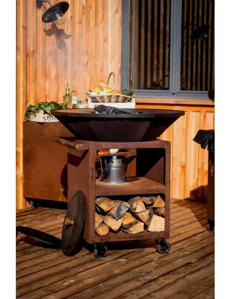 BRASERO PRO BBO 98 SUR ROULETTES CORTEN -OYAT